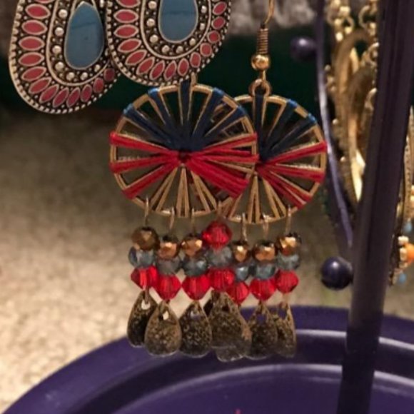 Boho Dangle Earrings Dangling Drop Unique Bohemian Jewelry Ladies Fashion Round - Picture 3 of 5